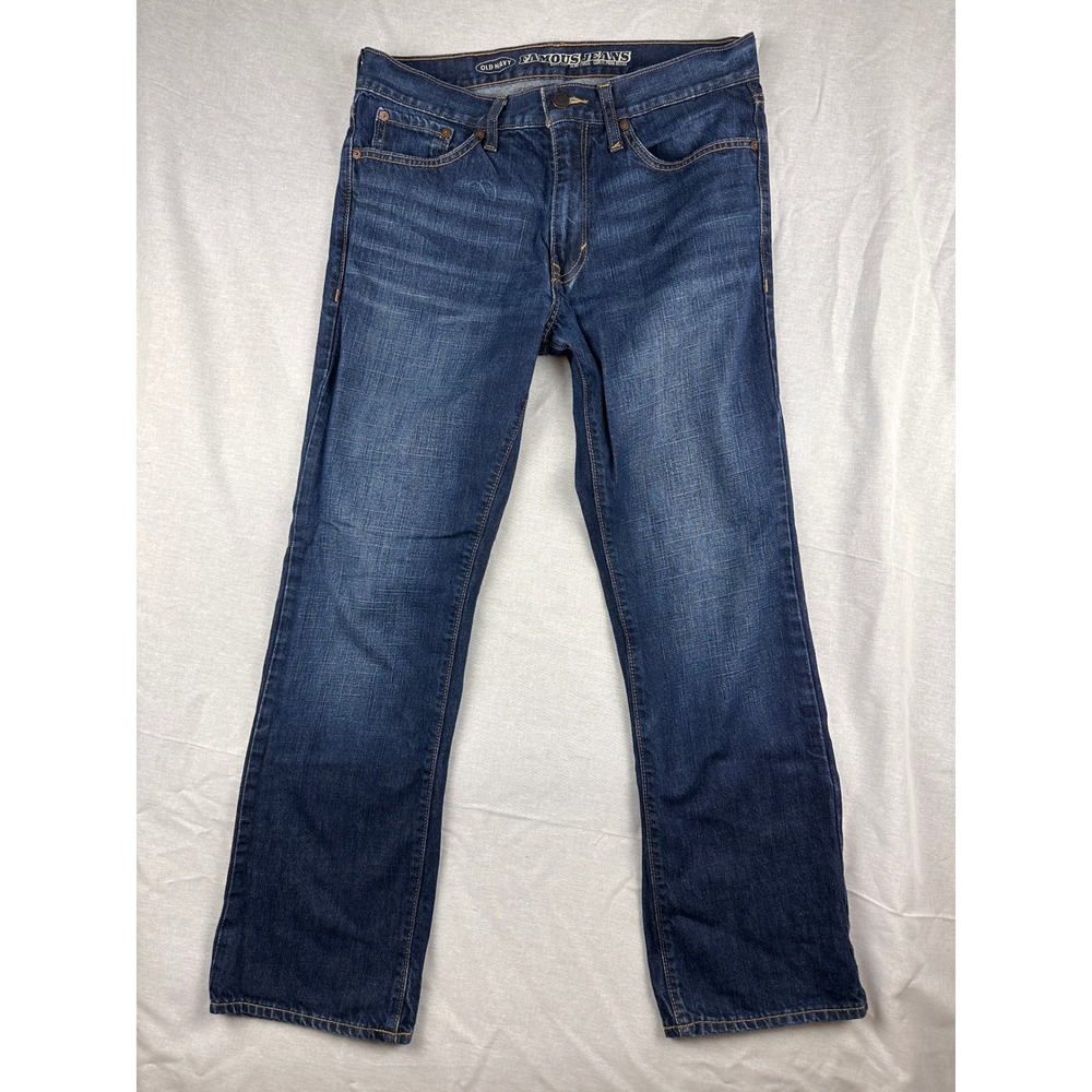Old Navy Famous Jeans Mens 31x30 Boot-Cut Dark Wash Blue Denim Pants 100% Cotton